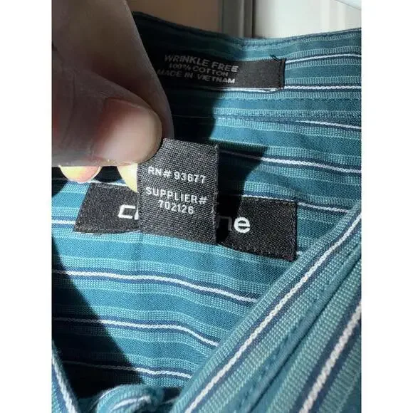Claiborne Wrinkle-Free 100% Cotton Striped ButtonUp Shirt 32 - Picture 3 of 5